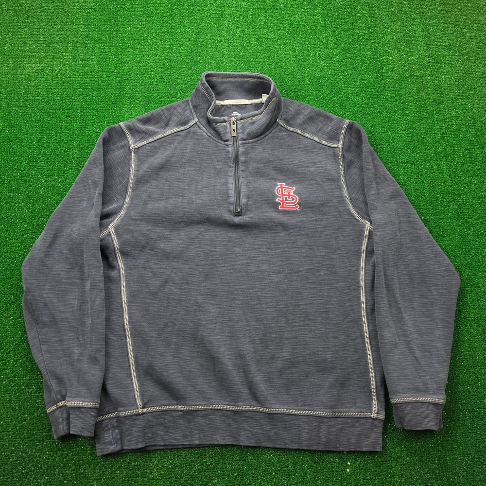 St Louis Cardinals MLB Tommy Bahama Quarter Zip Pullover Sweater Mens Large Blue
